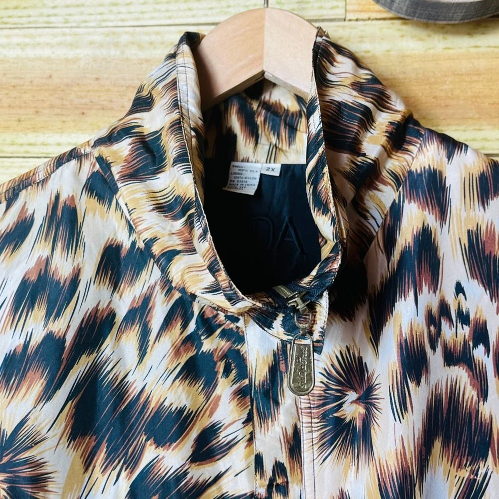 FUDA Int'l Women's Silk Vintage Leopard Bomber Jacket Size XXL - Picture 6 of 14